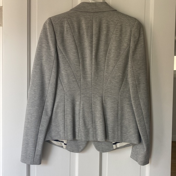 $89 Loft Ann Taylor 0 ponte blazer jacket soft Heather gray stretchy pockets - Picture 6 of 9